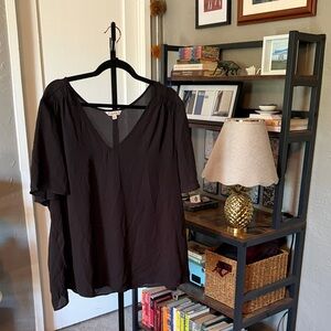 Nanette Lepore Black V-Neck Blouse